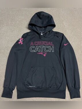 New England Patriots Hoodie Sweatshirt Women S Gray Nike Crucial Catch Cancer